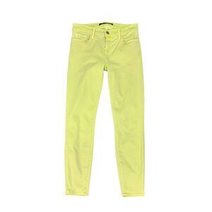 J Brand Jeans Womens 26 Lime Sherb Denim‎ Skinny Crop Low Rise Stretch Zip Fly